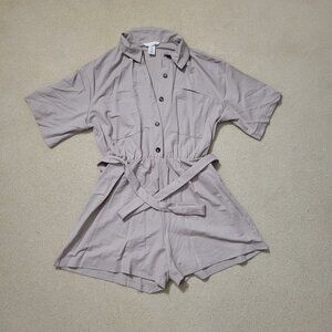 H&M Women's Khaki Beige Safari Romper, Size Small